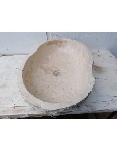 Lavandino in marmo chiaro bianco irregolare...