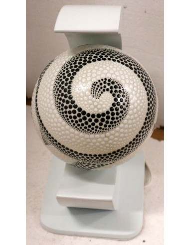 Lampada da tavolo bianca in MDF e sfera in...