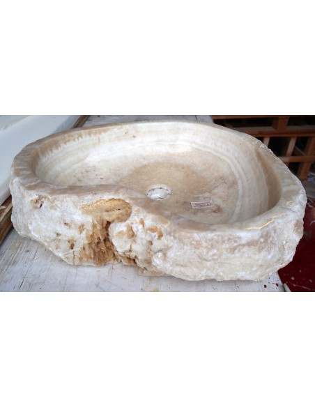 Lavandino in onice trasparente pietra dp-6600 cm 62x49x15 crema sasso lavabo sink