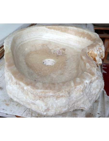 Lavandino in onice trasparente pietra dp-6600 cm 62x49x15 crema sasso lavabo sink