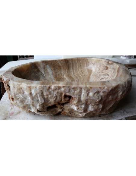 Lavandino in onice marrone miele pietra dp-6610 cm 57x49x15 crema sasso lavabo sink