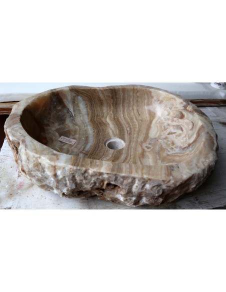 Lavandino in onice marrone miele pietra dp-6610 cm 57x49x15 crema sasso lavabo sink