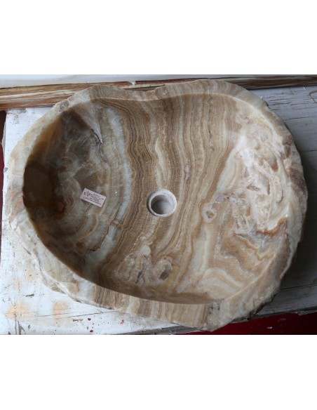 Lavandino in onice marrone miele pietra dp-6610 cm 57x49x15 crema sasso lavabo sink