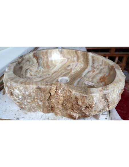 Lavandino in onice marrone miele pietra dp-6610 cm 57x49x15 crema sasso lavabo sink