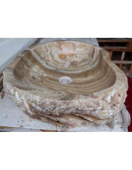 Lavandino in onice marrone miele pietra dp-6610 cm 57x49x15 crema sasso lavabo sink