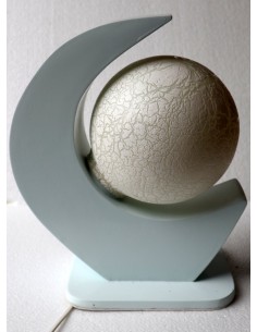 Lampada da tavolo bianca in MDF e sfera in resina bianca... 2