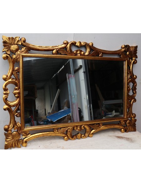 Specchio barocco in legno intarsiato cm 120x80 oro anticato mod. Hollywood