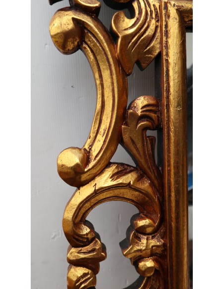 Specchio barocco in legno intarsiato cm 120x80 oro anticato mod. Hollywood