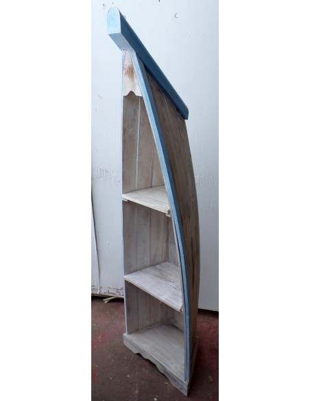 Libreria a forma di barca cm 156h in albesia 3 ripiani turchese