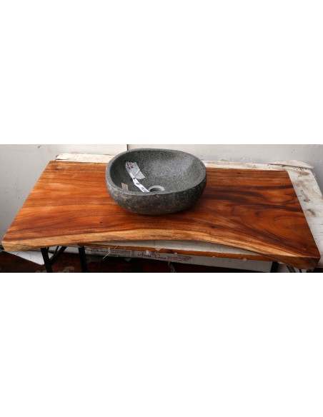 Piano in legno top massello suar o noce indiano per bagno cm 100x44/50x6h tavola 12A