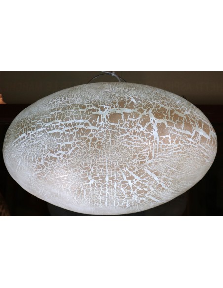 Lampadario in Vetro Resina bianco craccato diam. 60 artigianale modello Ufo luce sospensione