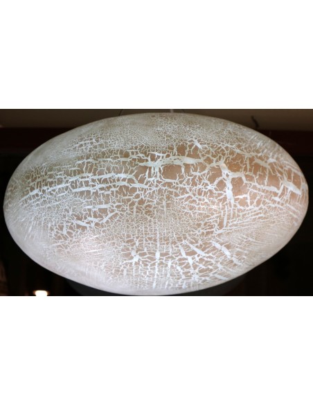 Lampadario in Vetro Resina bianco craccato diam. 60 artigianale modello Ufo luce sospensione