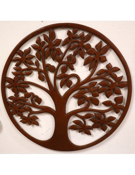 Pannello albero della vita in legno traforato cm 60 marrone naturale dec tondo