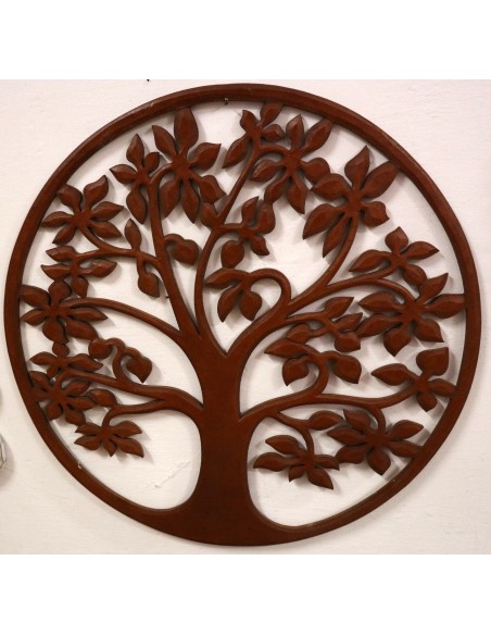 Pannello albero della vita in legno traforato cm 60 marrone naturale dec tondo