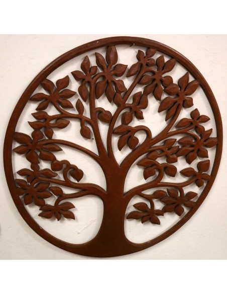 Pannello albero della vita in legno traforato cm 60 marrone naturale dec tondo