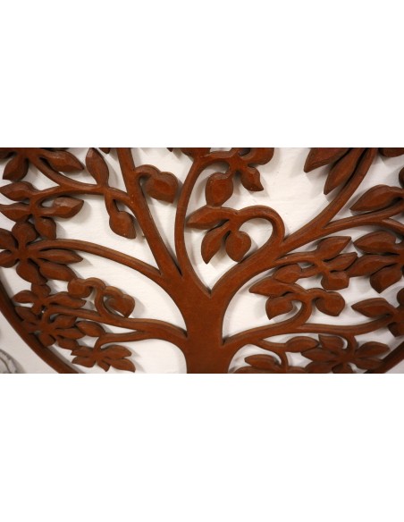 Pannello albero della vita in legno traforato cm 60 marrone naturale dec tondo