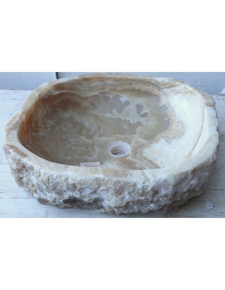 Lavandino in onice marrone miele bianco pietra dp-6870 cm 51x47x14 crema sasso lavabo sink