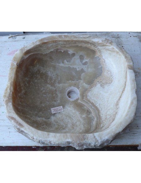 Lavandino in onice marrone miele bianco pietra dp-6870 cm 51x47x14 crema sasso lavabo sink