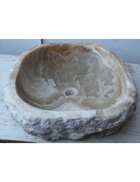 Lavandino in onice marrone miele bianco pietra dp-6870 cm 51x47x14 crema sasso lavabo sink