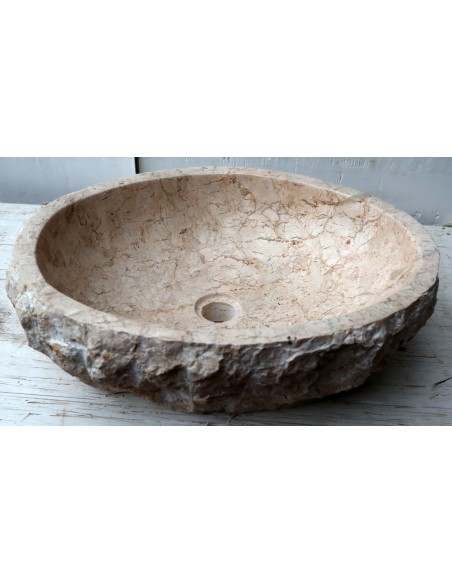 Lavandino in marmo chiaro bianco irregolare dp-6940 cm 50x41x15 pietra stone sasso lavabo sink