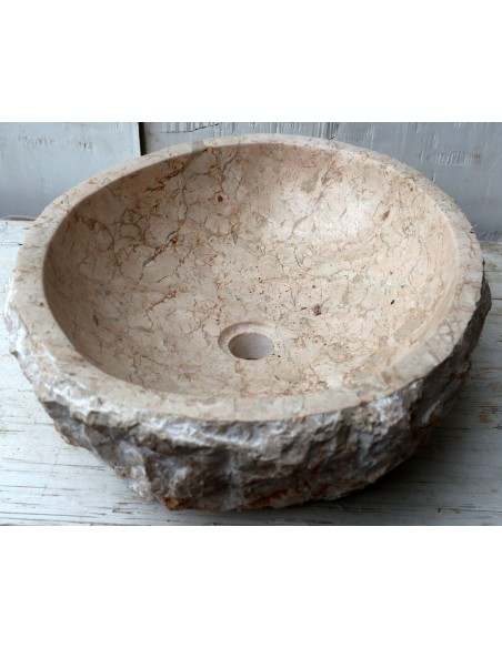 Lavandino in marmo chiaro bianco irregolare dp-6940 cm 50x41x15 pietra stone sasso lavabo sink