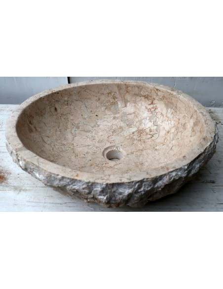 Lavandino in marmo chiaro bianco irregolare dp-6940 cm 50x41x15 pietra stone sasso lavabo sink