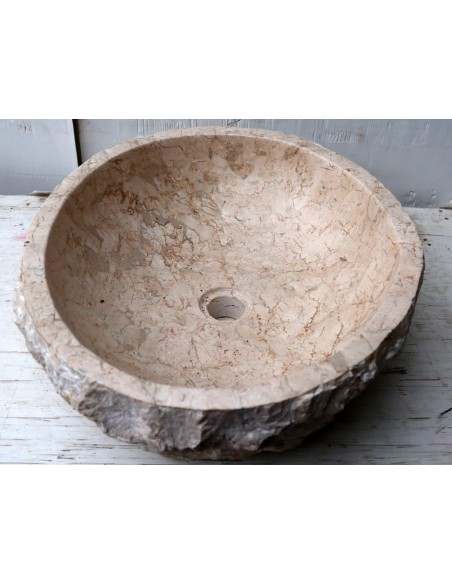 Lavandino in marmo chiaro bianco irregolare dp-6940 cm 50x41x15 pietra stone sasso lavabo sink