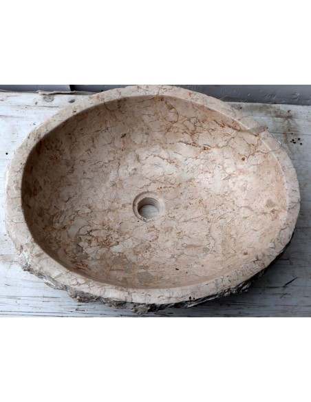 Lavandino in marmo chiaro bianco irregolare dp-6940 cm 50x41x15 pietra stone sasso lavabo sink