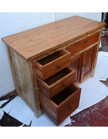 Mobile bagno o porta TV in Teak massello cm 100x45x75h con ante e cassetti o porta Tv