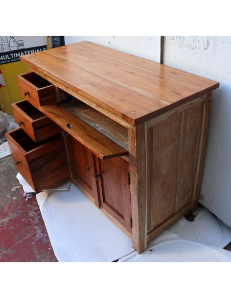 Mobile bagno o porta TV in Teak massello cm 100x45x75h con ante e cassetti o porta Tv