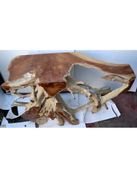 Consolle in radice di teak massello cm 122x46x80h root ingresso industrial