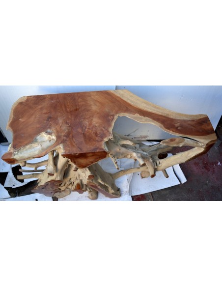 Consolle in radice di teak massello cm 122x46x80h root ingresso industrial