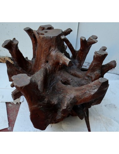 Tavolino da caffè in radice di teak con vetro...