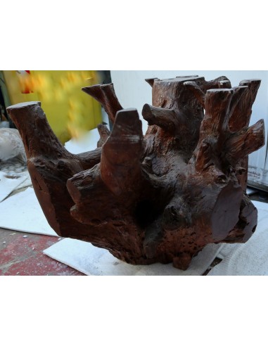 Tavolino da caffè in radice di teak con vetro...