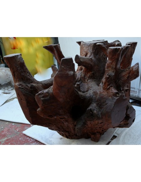 Tavolino da caffè in radice di teak con vetro cm 80x47h fumo tavolo