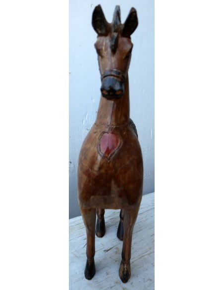 Cavallo imperiale in legno creato a mano cm 52x18x64h marrone unicorno
