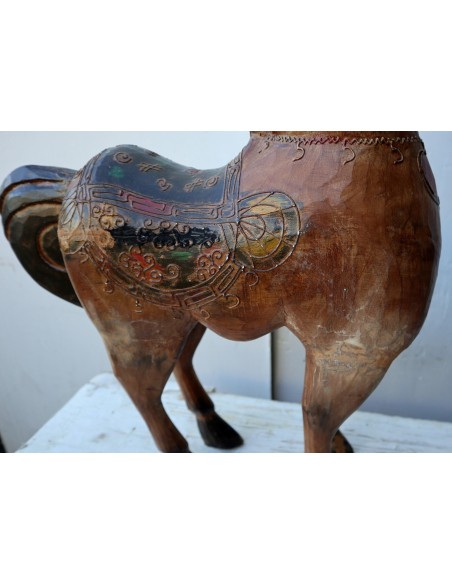 Cavallo imperiale in legno creato a mano cm 52x18x64h marrone unicorno