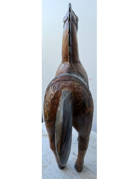 Cavallo imperiale in legno creato a mano cm 52x18x64h marrone unicorno