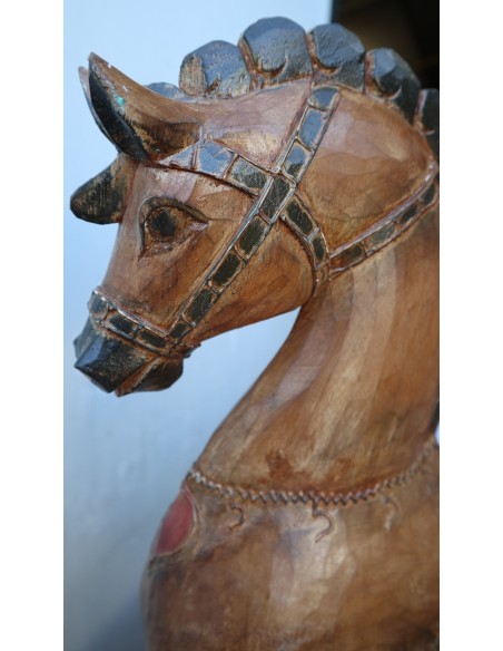 Cavallo imperiale in legno creato a mano cm 52x18x64h marrone unicorno