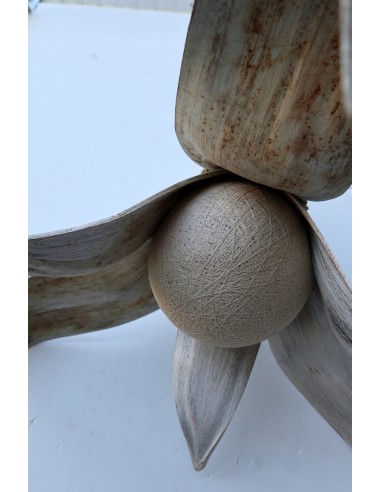 Lampadario in Cocco bianco decapato con palla...