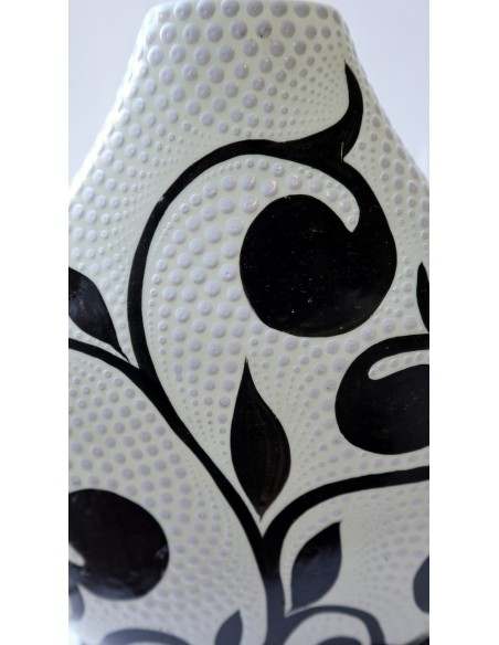 Lampada da tavolo abatjour in resina a bottiglia dipinta tecnica maori fiori foglia cm 24x6x26h