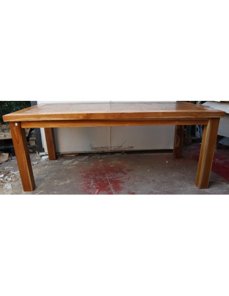 Tavolo da pranzo stile industrial in legno teak riciclato dalle barche cm 200x100x80