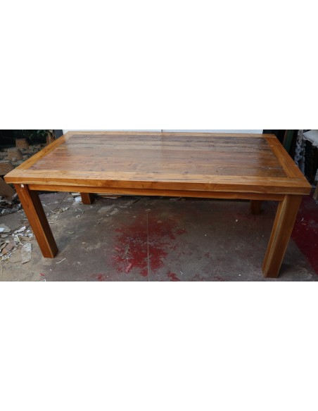 Tavolo da pranzo stile industrial in legno teak riciclato dalle barche cm 200x100x80
