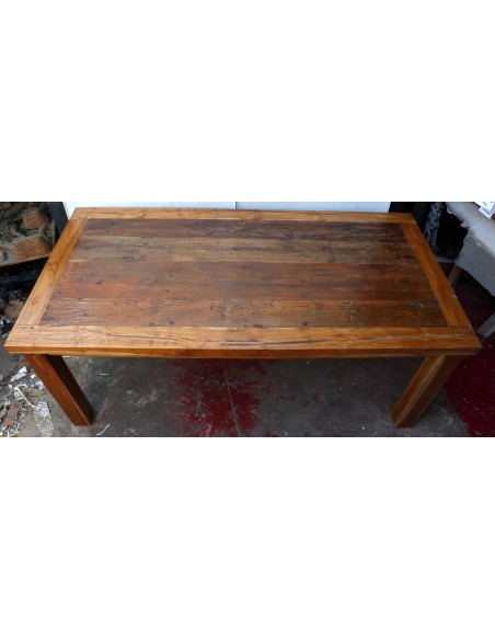 Tavolo da pranzo stile industrial in legno teak riciclato dalle barche cm 200x100x80