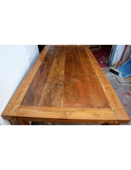 Tavolo da pranzo stile industrial in legno teak riciclato dalle barche cm 200x100x80