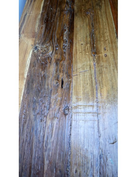 Tavolo da pranzo stile industrial in legno teak riciclato dalle barche cm 200x100x80