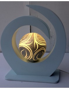 Lampada da tavolo cm 40x18x45h in legno mdf bianco... 2