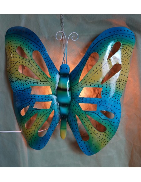 Farfalla decorativa in metallo dipinto sfruttabile come applique multicolor cm 30