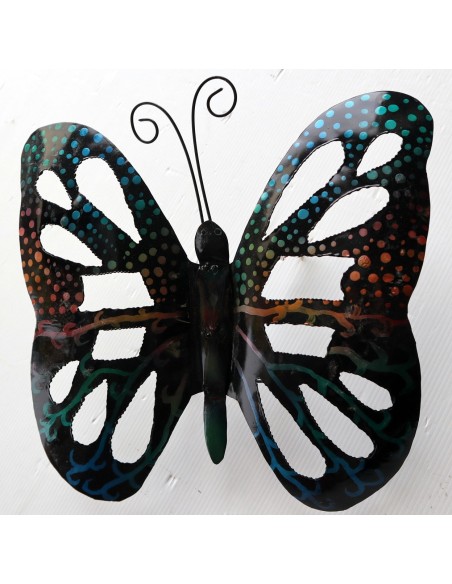 Farfalla decorativa in metallo dipinto sfruttabile come applique multicolor cm 30