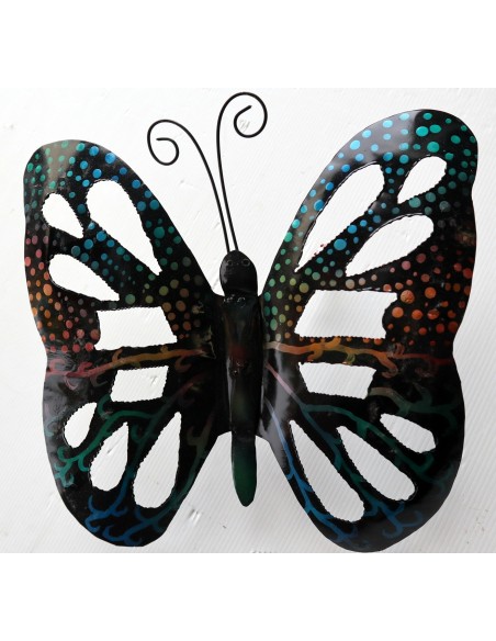 Farfalla decorativa in metallo dipinto sfruttabile come applique multicolor cm 30